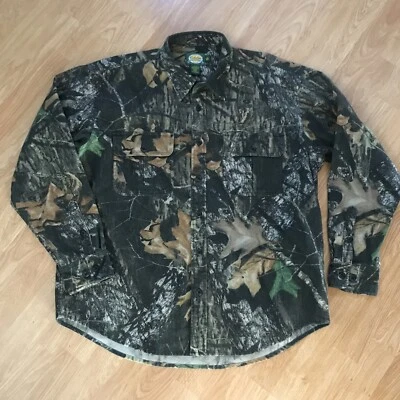Cabelas Mossy Oak Camo Cotton Blend Flannel Shirt Men's XL Long Sleeve Hunting - Image 1 of 4