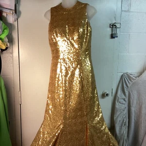 Abito/abito vintage paillettes oro a lunghezza intera - Foto 1 di 11