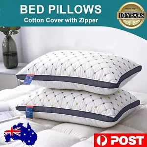 2PCS/Pack Hotel Quality Pillows Checked Ultra Plush Home Bed Standard Pillows AU - Picture 1 of 12