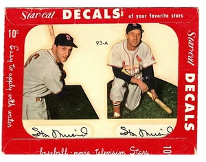 1952 Star-Cal Decals #93-A Type 2 Stan Musial / Stan Musial w/envelope Cardinals - Picture 1 of 2