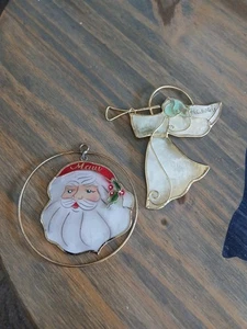 Adornos navideños vintage de Hawaii Capiz Shell ~ Alohashells ~ Santa/Ángel - Imagen 1 de 9