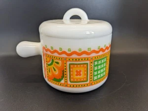Vintage Avon Milchglas Suppentasse mit Deckel Patchwork - Bild 1 von 7