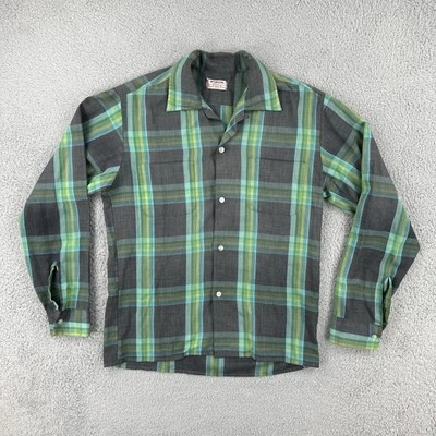 Vintage McGregor Made In USA Small 14-14 1/2 Plaid Loop Collar Button Up Shirt - Image 1 of 4