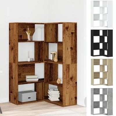 Eck Bücherregal Raumteiler 4 Etagen Standregal Regal Holzwerkstoff 85x85x140 cm  - Bild 1 von 3