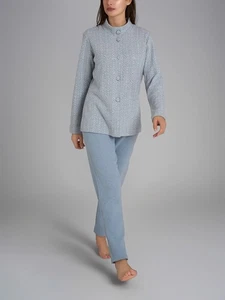 PIGIAMA RAGNO DONNA DR90N6 CALDO ECO PILE AUTUNNO INVERNO APERTO LETTO NOTTE - Imagen 1 de 5