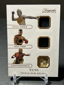 2024 Keepsake Chuck Norris Mike Tyson Floyd Mayweather Triple Gem Relic /99 - Picture 1 of 2
