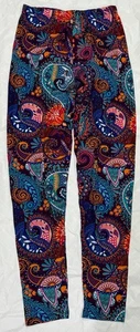 ONE Size Paisley Leggings Buttery Teal Purple Burgundy Floral SOFT - Picture 1 of 5
