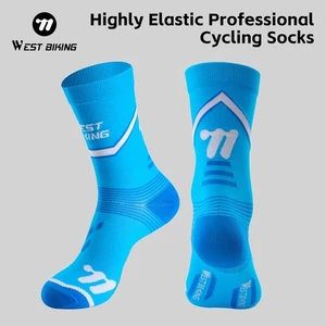 WEST BIKING Cycling Socks Breathable Compression Sports Football Socks Blue - Picture 1 of 21