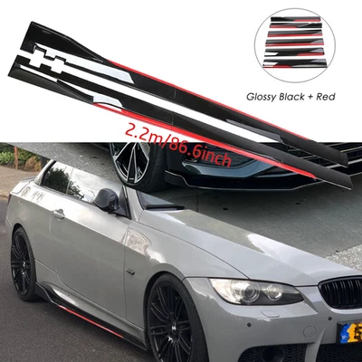 For BMW Glossy Black Look 86.6" Side Skirt Extension Spoiler Splitter Foto 1 de 4