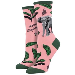 Socksmith Women's Crew Socks Endangered Species Asian Elephant Novelty Footwear - Picture 1 of 1