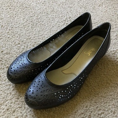 Zapatos de cuña Rieker de cuero negro con recortes para mujer talla Eur 37 EE. UU. 7 Foto 1 de 4