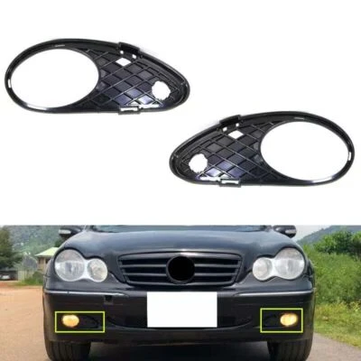 Пара накладок на решетку противотуманных фар переднего бампера для Mercedes Benz C230 2003-2007 - Изображение 1 из 4