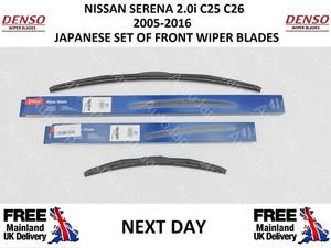 FOR NISSAN SERENA 2.0i C25 C26 2005 - 2016 SET OF DENSO FRONT WIPER BLADES - Picture 1 of 5