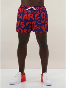 Dsquared2, boxer shorts, swimming trunks, blue/red logo all-over. - Picture 1 of 4