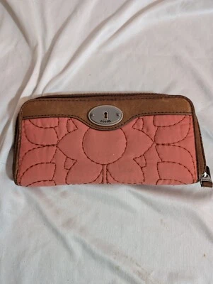 Fossil Vintage Coral Key-Per Long Zip Around Full Zip Wallet - Imagem 1 de 4