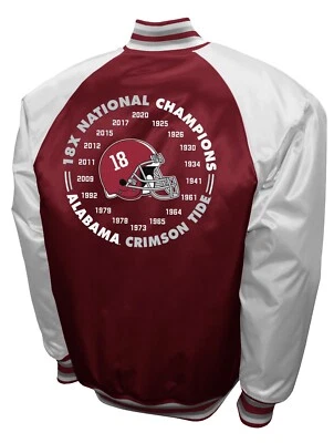Jaqueta de cetim Alabama Crimson Tide NCAA 18 vezes campeonato nacional encaixe completo - Imagem 1 de 2