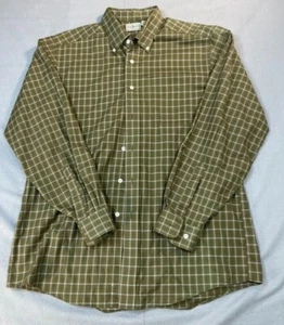 LL Bean Shirt Medium Reg Mens Green Plaid Check Button Down Long Sleeve casual - Picture 1 of 14