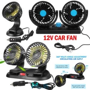 12V Dual Head Van Boat Auto Car Fan Portable Truck 360° Rotatable Cooling Cooler - Picture 1 of 43