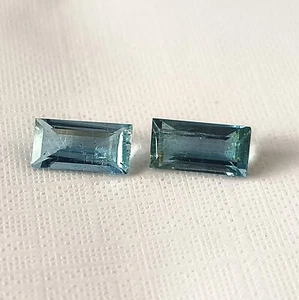 4.5X9 MM BAGUETTE SHAPE NATURAL SANTA MARIA AQUAMARINE FACETED GEMSTONE 2 PIECES - Picture 1 of 5