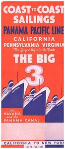 PANAMA PACIFIC LINE HAVANA CUBA & PANAMA CANAL 1935 STEAMSHIP SCHEDULE BROCHURE - Picture 1 of 1