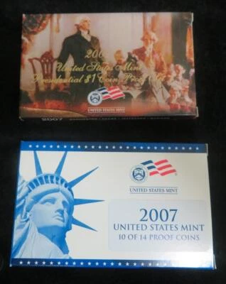 2007 Proof Set * 14 Coins * Presidential Dollars * State Quarters * US Mint - Image 1 of 4