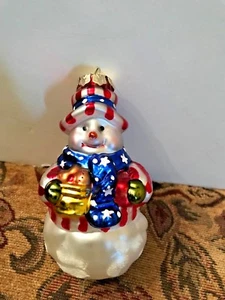 Schneemann Ornament aus mundgeblasenem Glas - Bild 1 von 7