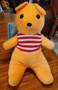 2 Foot Vintage ORANGE STUFFED BEAR Old Carnival Prize - Picture 1 of 12