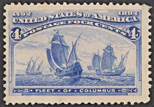 US Sc# 233 *MINT NO GUM { "JUMBO -VF- FLEET OF COLUMBUS } 4c COLUMBIAN FROM 1893 - Picture 1 of 3