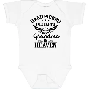 Inktastic Handpicked For Earth By My Grandma In Heaven Angel Wings Baby Bodysuit - Picture 1 of 12