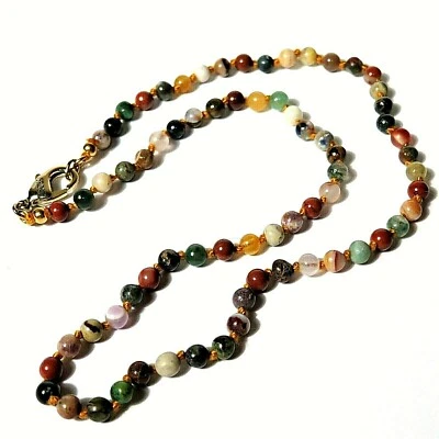 New Lulu Frost PLAZA Natural Multi Color Semi Precious Beaded Necklace Base 16" - Image 1 of 3