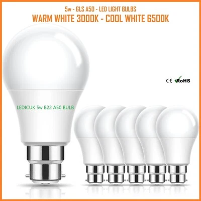 5W GLS LED Bulb B22 Bayonet LED 40w Light Bulbs Warm/Cool White Lamps ♻️180° ECO - Image 1 of 4