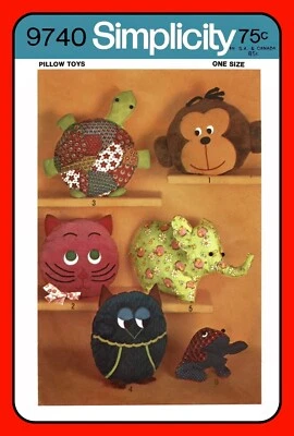 Kids PAJAMA Bag or Stuffed Animal PILLOW Pattern Toy Simplicity 9740 Vtg 1971 - Image 1 of 4