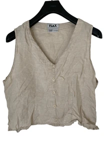 FLAX 100% linen button front vest tank women's size large - Picture 1 of 4