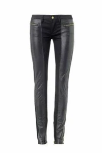 NWT SASS & BIDE "Under Cover" Leather & Denim Zippora Spray On Jeans Size 24 - Picture 1 of 12