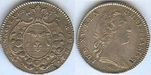 Jeton royal - Louis XV monnoyeurs de ROUEN argent / silver 8 gr d=30mm TTB - Picture 1 of 1