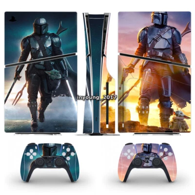 Skin Sticker for PS5 Slim Disc Version Vinyl Decals Star Wars The Mandalorian #1 - Image 1 of 3