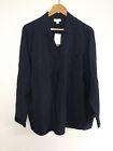 New J Jill Pullover Top Shirt Navy Blue Size Large Roll Up Sleeve MSRP $79 
