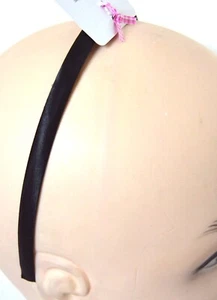NEW 1cm Black Satin Fabric Aliceband Headband Back To School Hair Fashion UK - Picture 1 of 2