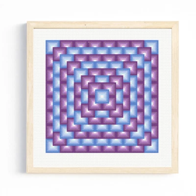 Geometric Stacked Squares Cross Stitch Pattern/Chart  - Image 1 of 2