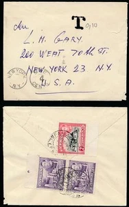 ZYPERN nach USA PORTO FÄLLIG T 1954 FAMAGUSTA KLEINER UMSCHLAG - Bild 1 von 1