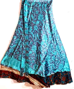 Incredible-art Vintage Silk Sari Magic Wrap Skirt Reversible Double Layer skirt - Picture 1 of 6