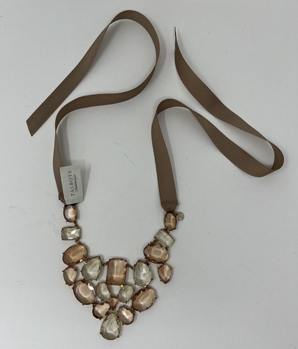 VETEMENTS Collana dichiarazione bavaglino nastro tortora strass Talbots