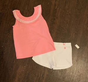 NEW! Rachel Zoe Pink Sailor Summer Ruffle Top Shorts Set Girls 5/6 - Picture 1 of 3