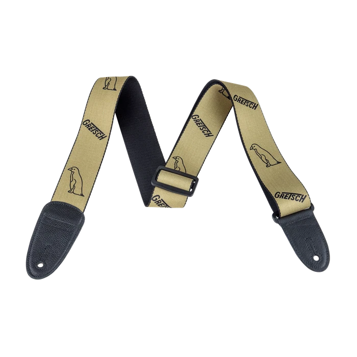 Correa de guitarra Gretsch impresión de pingüinos - dorada y negra Foto 1 de 1