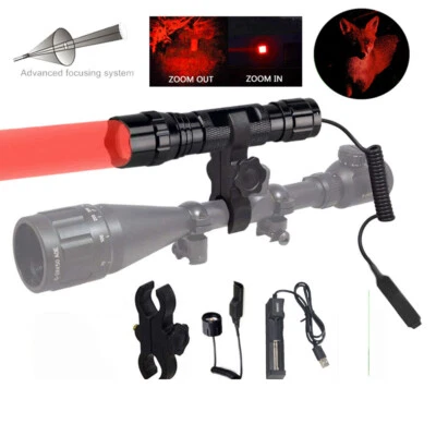 Red LED Hunting Torch Lamp Scope Mount Gun Light Zoomable for Air Rifle Shooting - Image 1 of 4