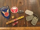 ORIGINAL WWII US PARATROOPER AIRBORNE GROUPING WINGS DOG TAGS ETC