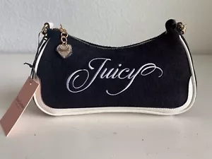 Borsa a tracolla Juicy Couture Raising Star liquirizia nera panno spugna NUOVA - Foto 1 di 13