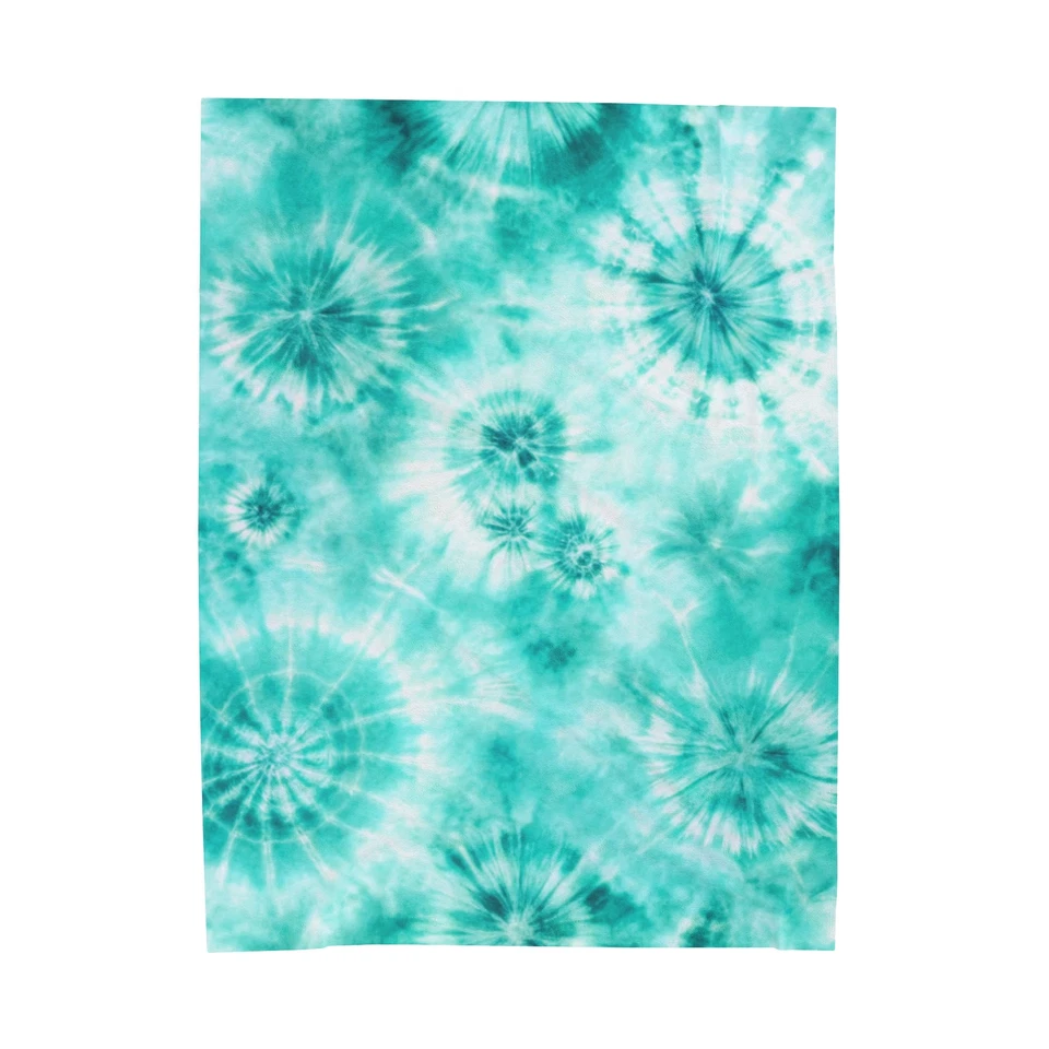 Teal Tie Dye Velveteen Plush Throw Blanket, Cozy Home Decor Gift   Foto 1 de 1