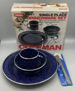 Coleman Single Place Dinnerware Set 801-701 Small Chip On Plate UNUSED Taiwan - Picture 1 of 15