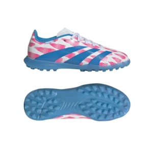 adidas Jr Predator League TF Turf Soccer Shoes - Cloud White/Solar Blue/Pink - Picture 1 of 16
